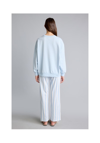 Defacto Regular Fit Uzun Kollu Baskılı Üst Çizgili Alt Pijama Takımı H8801ax26aube343 Mavi-be343