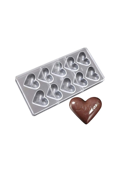 Polikarbon Çikolata Kalıbı Kalp İçi Love Yazılı Çok Renkli