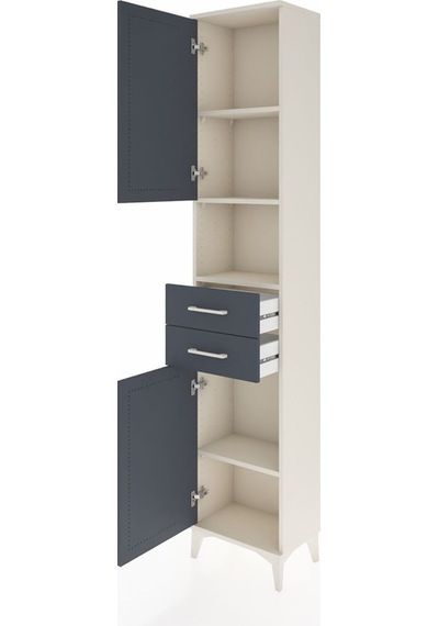 Arges Dolap 4 Raflı 2 Çekmeceli 2 Kapaklı 44x30x221 Aytaşı-antrasit Aytası
