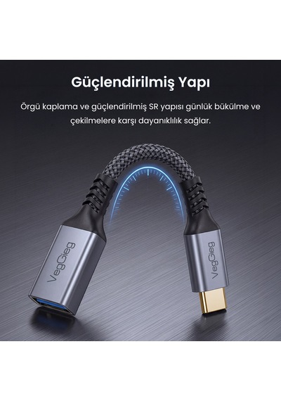 Veggieg Usb-c To Usb-a Dişi Otg Adaptör Usb 3.2 10gbps Type-c Dönüştürücü