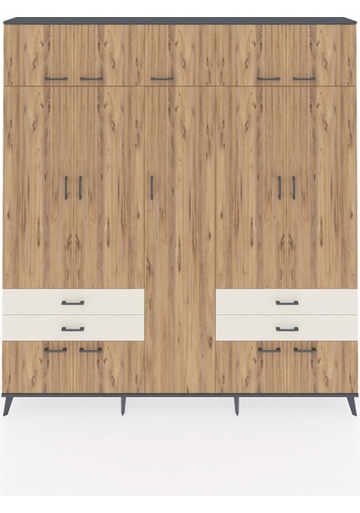 Arges Dolap 12 Raflı 4 Çekmeceli 2 Askılı 220x30x243 Antrasit-çam/aytaşı Atlas Çam/aytası Arges Dolap 12 Raflı 4 Çekmeceli 2 Askılı 220x30x243 Antrasit-çam/aytaşı Atlas Çam/aytası