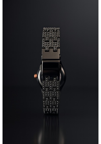 Trend Taşlı Metal Kadın Kol Saati Siiyah - 729185698 Metalik