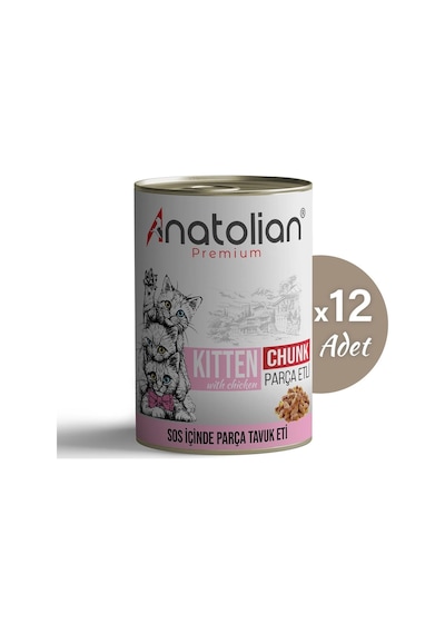 Anatolian Premium Tavuklu Parça Etli Yavru Kedi Konservesi 12 x 400 G