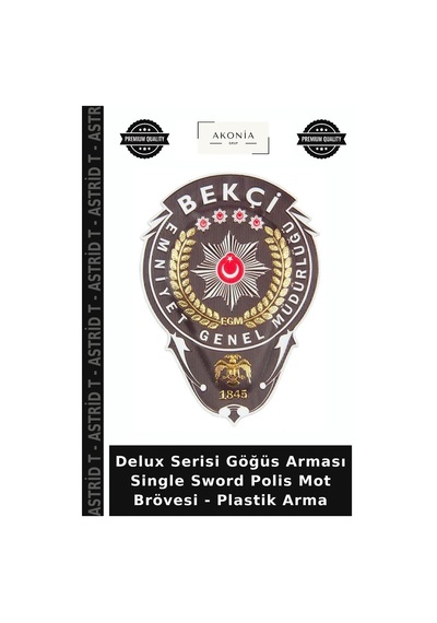 Astrid T Delux Serisi Göğüs Arması Single Sword Polis Mot Brövesi - Plastik Arma Çok Renkli