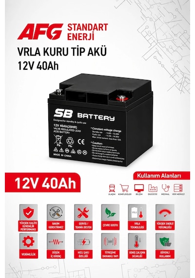Sb Battery 12v 40ah Bakımsız Kuru Akü
