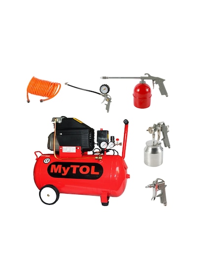 Mytol 50 Litre Hava Kompresörü 2 Hp 8 Bar Ve 5li Havalı Set Mytol 50 Litre Hava Kompresörü 2 Hp 8 Bar Ve 5li Havalı Set