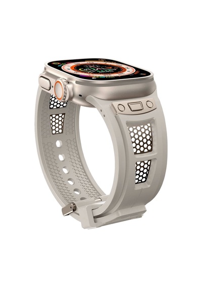Watch Ultra 49mm Redclick Krd-117 Hava Alabilen Delikli Metal Desenli Silikon Kordon