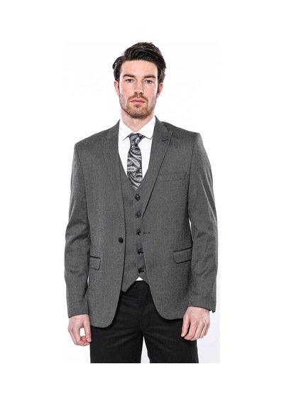 Wessi Kendinden Desenli Slim Fit Füme Erkek Ceket 001