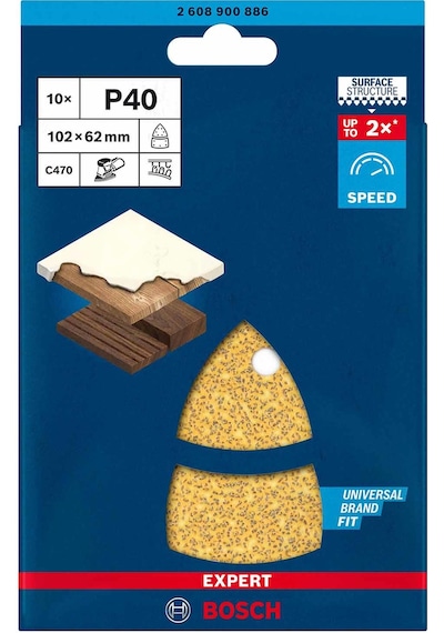 Bosch Expert 102x62 Mm 40 Kum Üçgen Zımpara Kağıdı 10'lu 2608900886