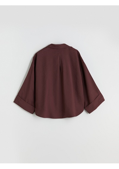 Lcw Vision Bordo Oversize Modal Karışımlı Kadın Gömlek