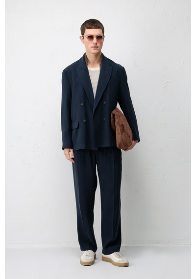 Antioch Modal Karışımlı Relaxed Fit Erkek Blazer Ceket Lacivert