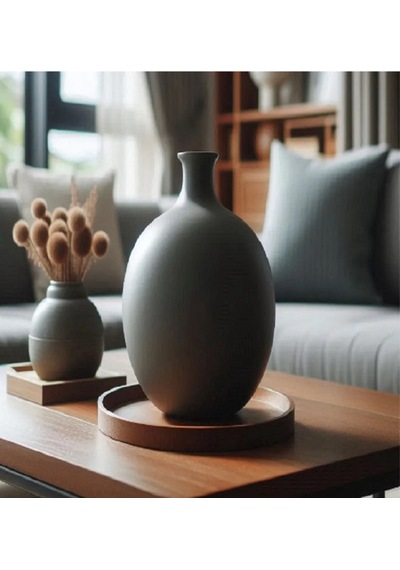 Güzel Yuvarlak Minimalist Tasarımcı Vazo. Gri