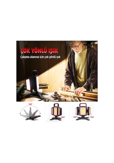 Rox 0225 Şarjlı Açı Ayarlı Projektör Çalışma Led Feneri 2000 Lm