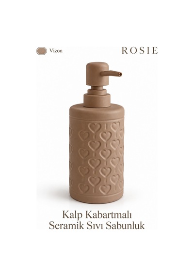 Rosıe Vizon Kabartma Kalp Desenli Yuvarlak Seramik Sıvı Sabunluk 350 Ml Karışık
