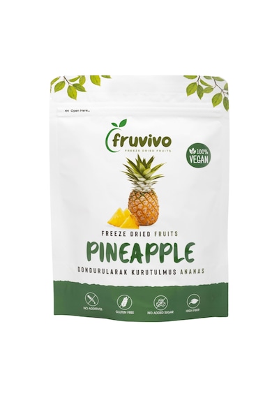 Fruvivo 4'lü Freeze Dry Paket - Elma + Şeftali + Ananas + Mango - Dondurularak Kurutulmuş Meyve Cipsi Şeker İlavesiz %100 Doğal Vegan 75 G