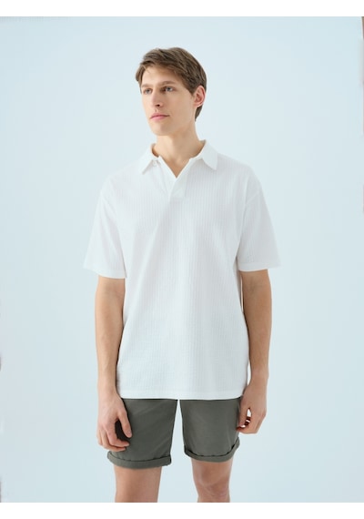 Relax Fit Erkek Polo K.kol Beyaz