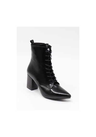 Nesilshoes Nesil Shoes Pres 1037 Siyah Krşk Rugan Topuklu Kadın Bot