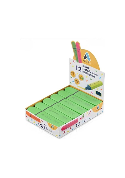 Adel Prime Fosforlu Kalem, Yeşil 12 Li Paket Yeşil