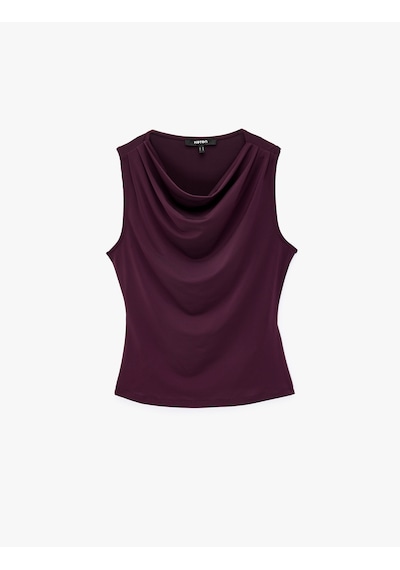 Koton Slim Fit Kolsuz Drapeli Degaje Yaka Atlet Mürdüm 7wak10101ek Mor