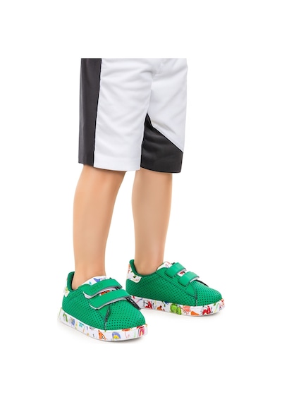 Kiko Kids Perforated Cırtlı Işıklı Erkek Bebek Spor Ayakkabı Yeşil