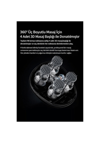 3d Saç Derisi Masaj Aleti 360 Döner Başlıklı 96 Yoğurma Noktası Şarj Edilebilir Çıkarılabilir Ve Yıkanabilir Beyaz