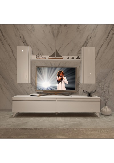 Decoraktiv Eko 5d Mdf Std Retro Tv Ünitesi Tv Sehpası - Parlak Beyaz
