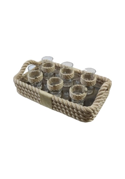 Shot Bardaklı Tepsi | Bej