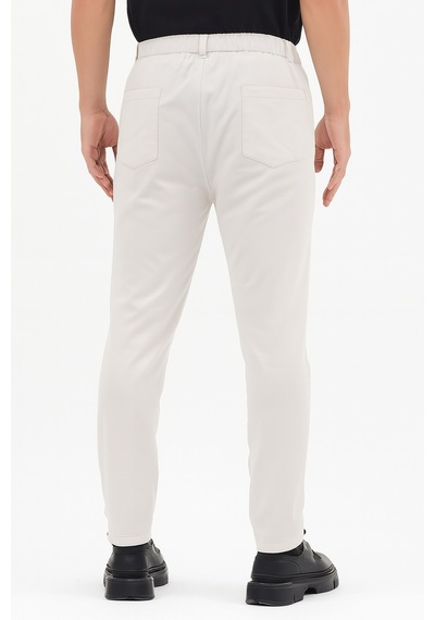 Goffra Erkek Streç Kumaş Relaxed Beli Lastikli Pantolon Açık Gri