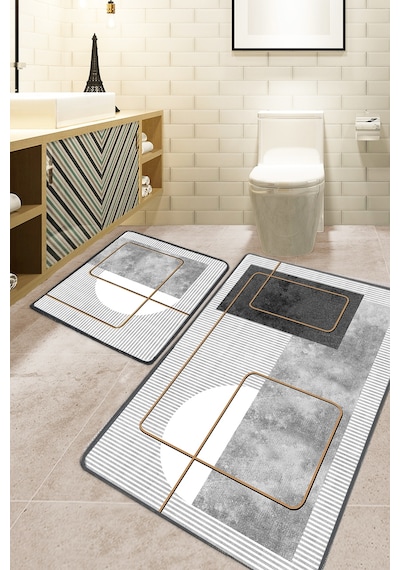 Grasva Gri 2'li Set Banyo Paspası Gri-ikili