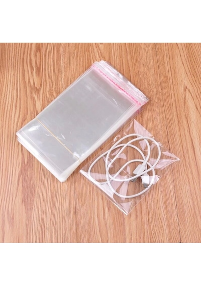 Şeffaf Bantlı Yapışkanlı Opp Jelatin Poşet 250 Adet 8 x 15 + 5 CM