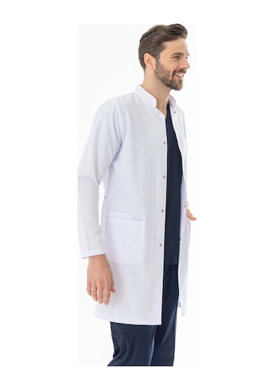 Hakim Yaka Erkek Doktor Önlüğü Alpaka Kumaş Uzun Boy Beo103 Beyaz