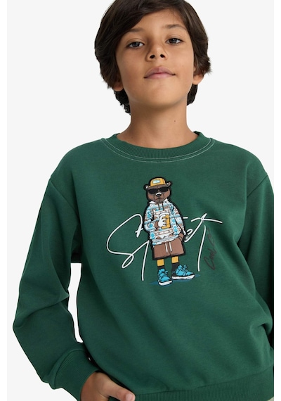 Defacto Erkek Çocuk Bisiklet Yaka Baskılı Sweatshirt F2851a825wngn149 Yeşil