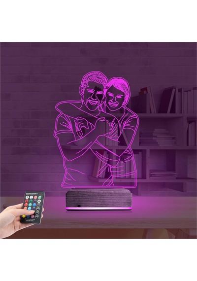Luvivia Çizim Kişiye Özel Fotoğraflı 3d Lamba - Masa Gece Lambası Şeffaf