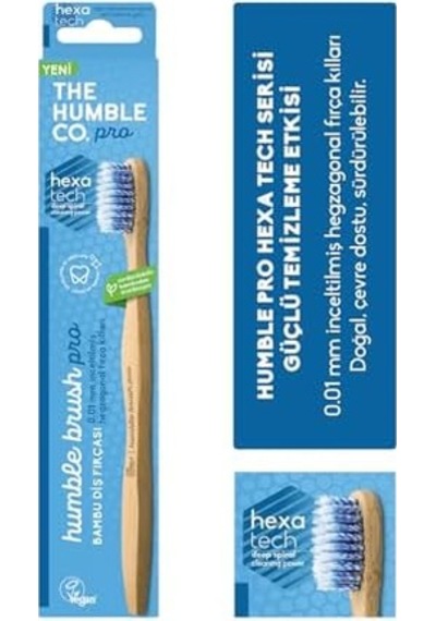 Humble Brush Pro Lıne Yetişkin Soft Mavi 0.01 İnceltilmiş Hegzagonal Fırça Kılları Açık Ahşap