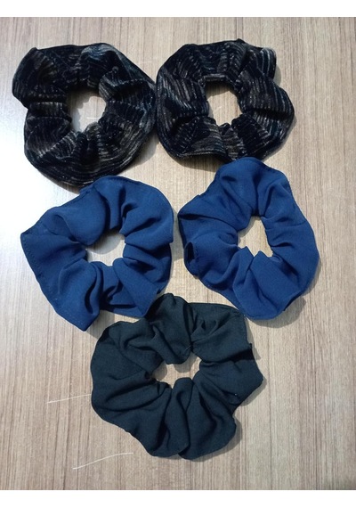 Büyük Boy Saç Lastik Tokası 5 Adet Siyah Ve Lacivert Diğer