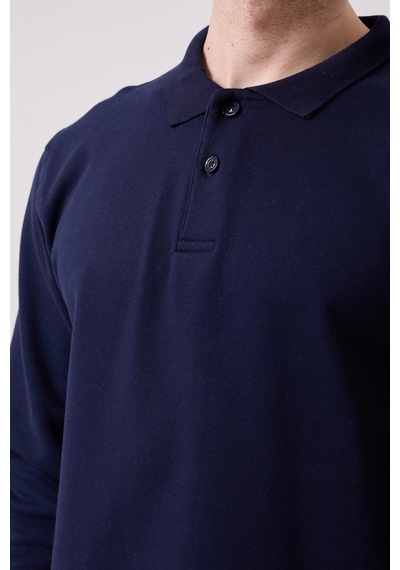 Galanthus Polo Sweat Uzun Kollu Pamuklu Sweatshirt İş Ve Günlük Kullanım İçin Lacivert