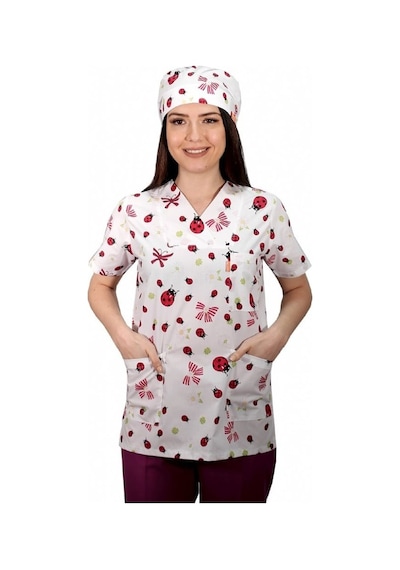 Zarf Yaka Desenli Üst - 4204 Uğurböceği-6693