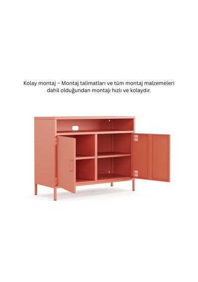Pera Tv Ünitesi, Tv Dolabı,2 Kapaklı, Açık Raflı 100,50 X 40 X 79,50 Cm Ral 3022 Somon Pera Tv Ünitesi, Tv Dolabı,2 Kapaklı, Açık Raflı 100,50 X 40 X 79,50 Cm Ral 3022 Somon