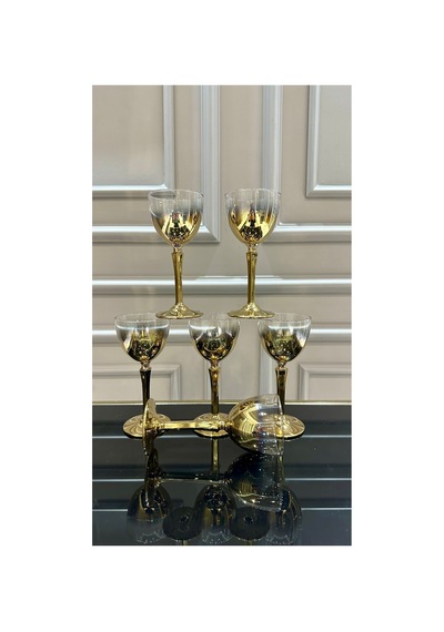 6 Adet Titanyum Gold Kahve Yanı Meşrubat Su Bardağı Hudson Altın
