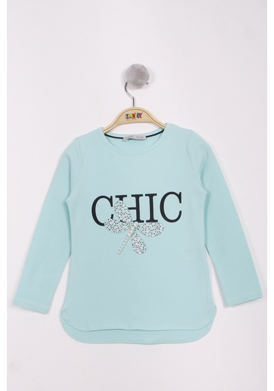 Toontoy Kids Toontoy Kız Çocuk Yusufçuk Baskılı İnci Detaylı T-shirt Mint Yeşili