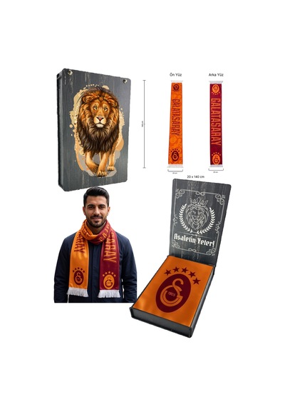 Galatasaray Lisanslı Sarı Kırmızı Şal Atkı Uv Kutu Kırmızı - Sarı