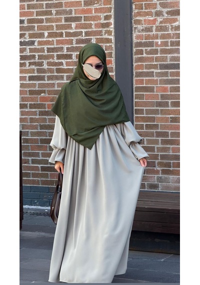 Qalortex Scarf Premium Jakarlı Sare Büyük Boy Eşarp-haki