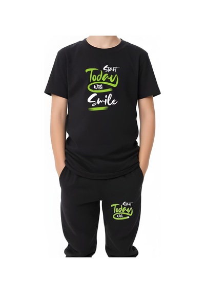 Urban Baskılı Erkek Çocuk Çift Cepli Alt-üst Takım Mint Yeşili