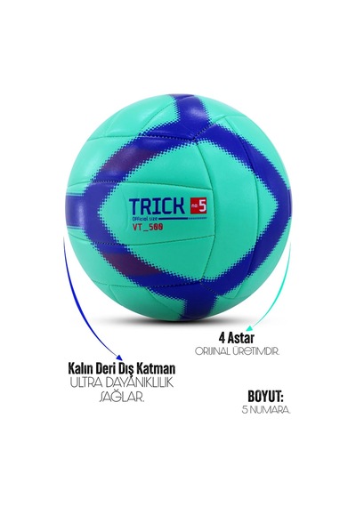Voleybol Topu Vt500 Trick No:5 Yumuşak Doku Semi-pro İç-dış Mekan Soft Touch 270 G Yeşil
