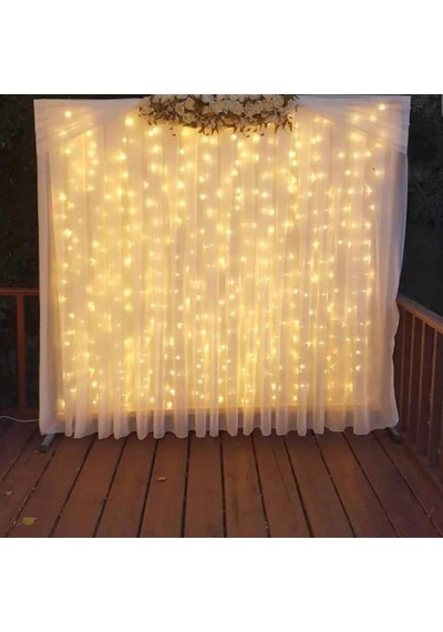 Cajuart 3x2 Usb Uçlu Fonksiyonlu Perde Led Işık 240 Led Fonksiyonlu Yılbaşı Süsü Dekor Gün Işığı