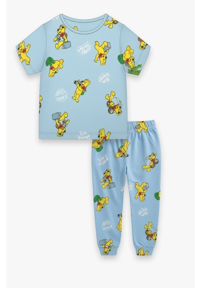 Harıbo Haribo Lisanslı Tatil Temalı Kısa Kollu Pijama Takımı Mavi