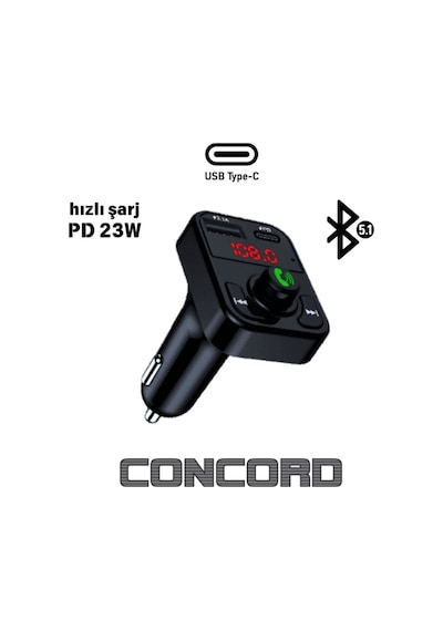 Bluetooth Araç Kiti Fm Transmitter Mp3 Sd Kart Flash Bellek Çakmaklık Girişi Pd 23w Hızlı Şarj 3.1a