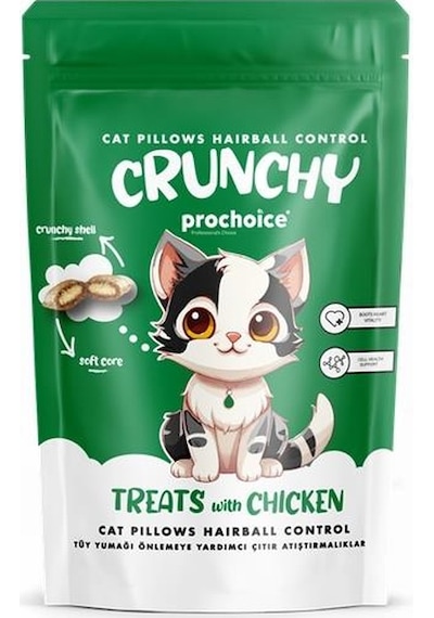 Prochoice Crunchy Hairball Control, Kediler İçin Tüy Yumağı Önlemeye Yardımcı Tavuklu Çıtır Atıştırmalık 60gr