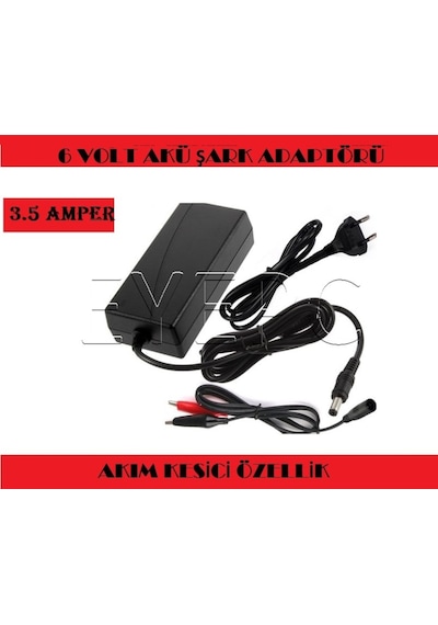 EYEPC 6 Volt 3.5 Amper Akü Şarj Cihazı Adaptörü Maşalı 6 Volt Şarj