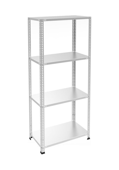 Raf Burada  4 Katlı Galvaniz Çelik Raf H:175 cm-- Depo, Arşiv, Kiler, Dosya, Market Rafı-43x75 cm-0.70 mm